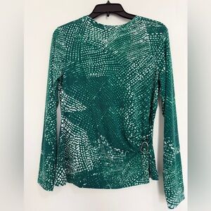Calvin Klein Teal Patterned Long Sleeve Top